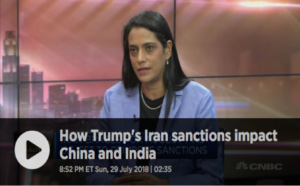 How Trump’s Iran sanctions impact China and India (CNBC, 30 July 2018)